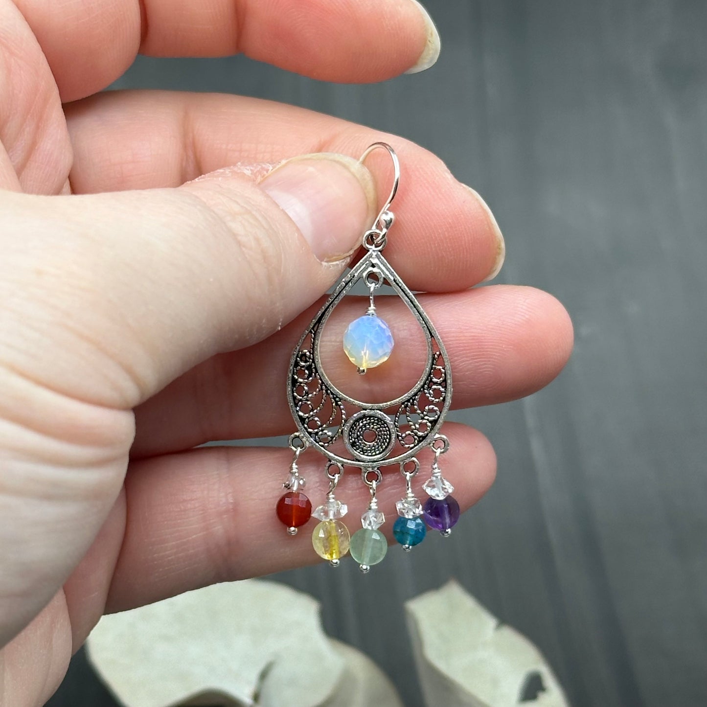 Rainbow Gem Earrings in Sterling Silver