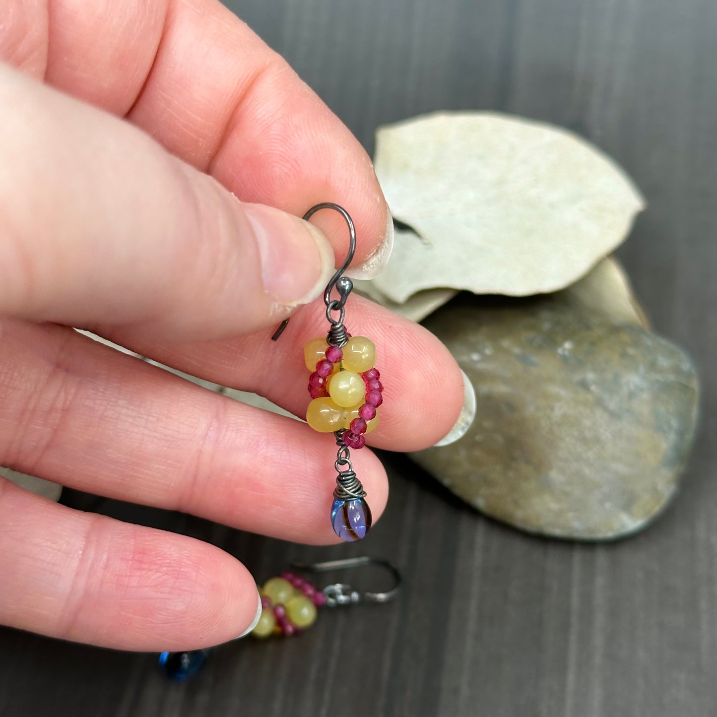 Coral reef inspired yellow, pink and blue earrings