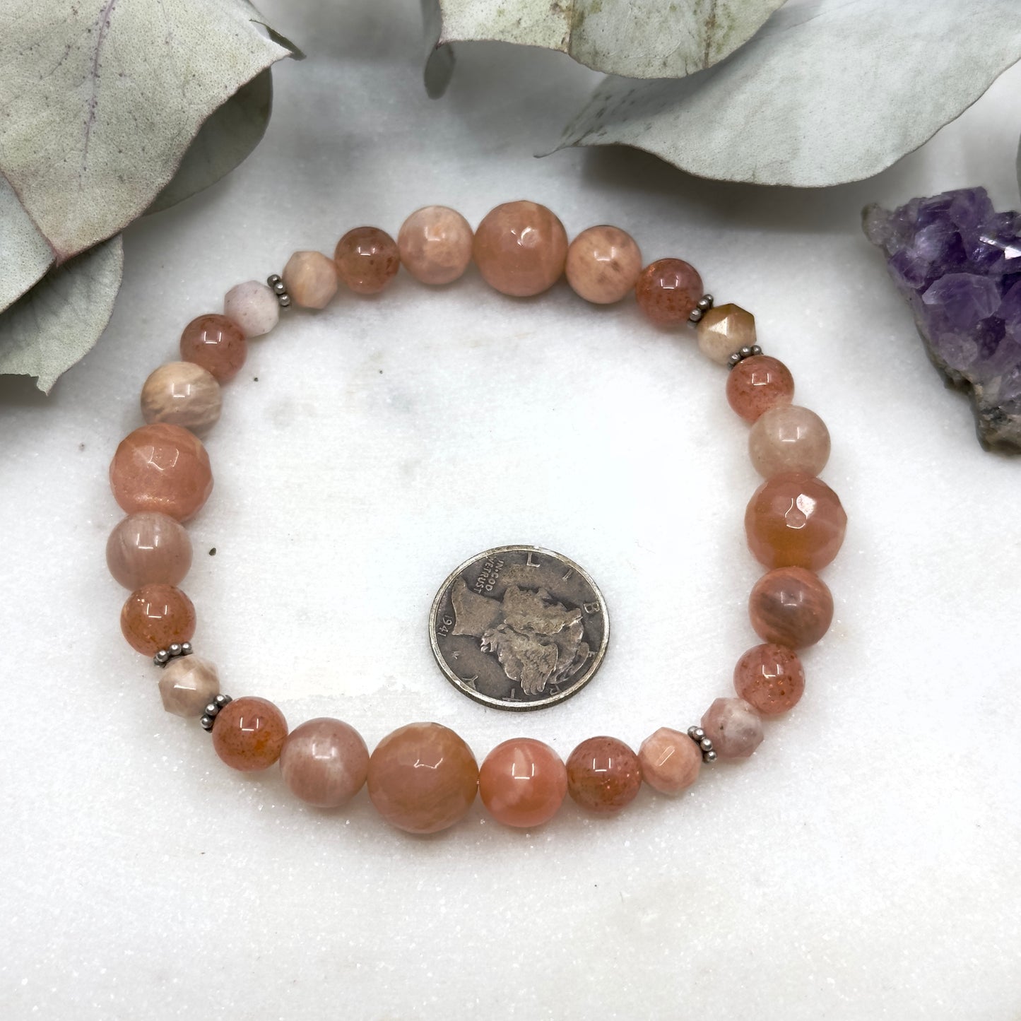 Carnelian and Czech Glass Stretch Bracelet - Sacral Chakra