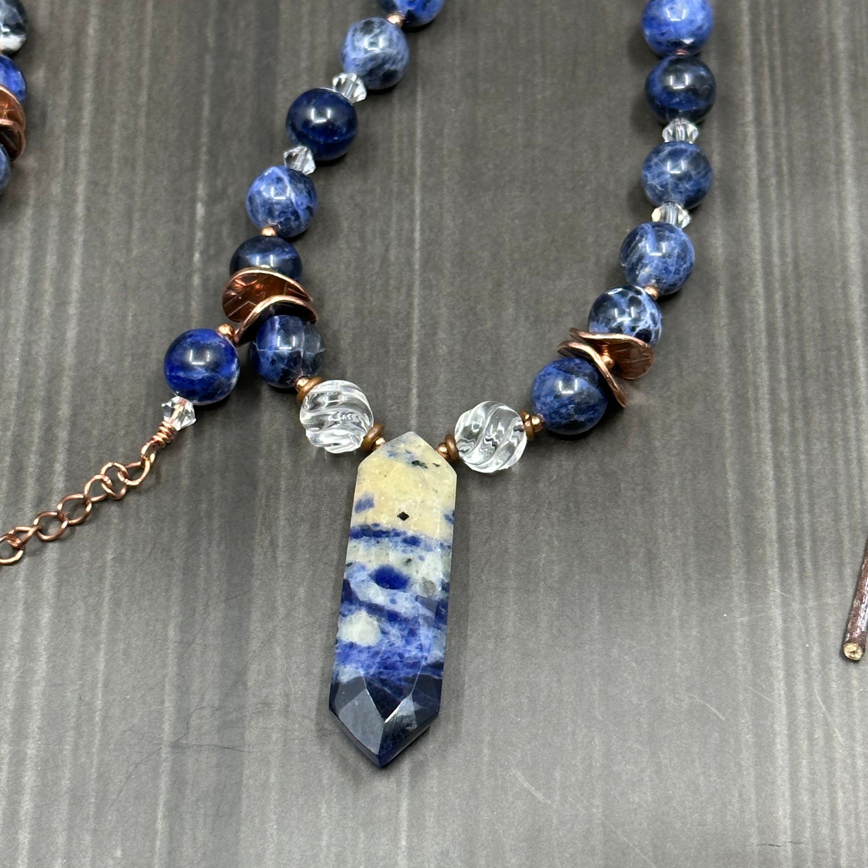 Sodalite, Quartz, Crystal, and Copper necklace