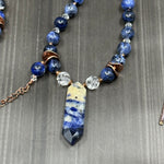 Load image into Gallery viewer, Sodalite, Quartz, Crystal, and Copper necklace
