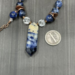 Load image into Gallery viewer, Sodalite, Quartz, Crystal, and Copper necklace
