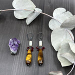 Load image into Gallery viewer, Crystal, Tiger Eye, and Freshwater Pearl Earrings
