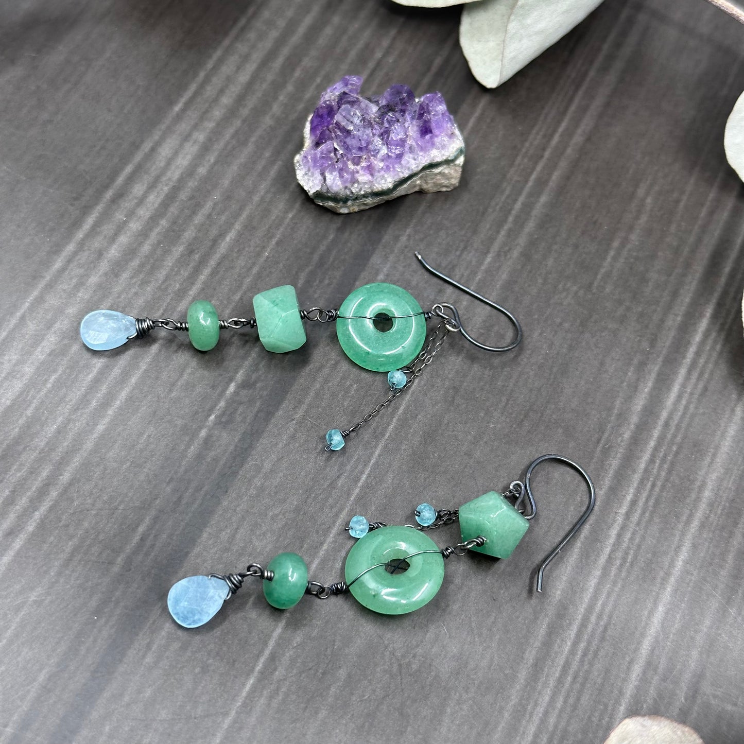 Aventurine and Aquamarine Earrings