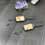 Load image into Gallery viewer, Picture Jasper, Topaz, and Black Diamond Earrings
