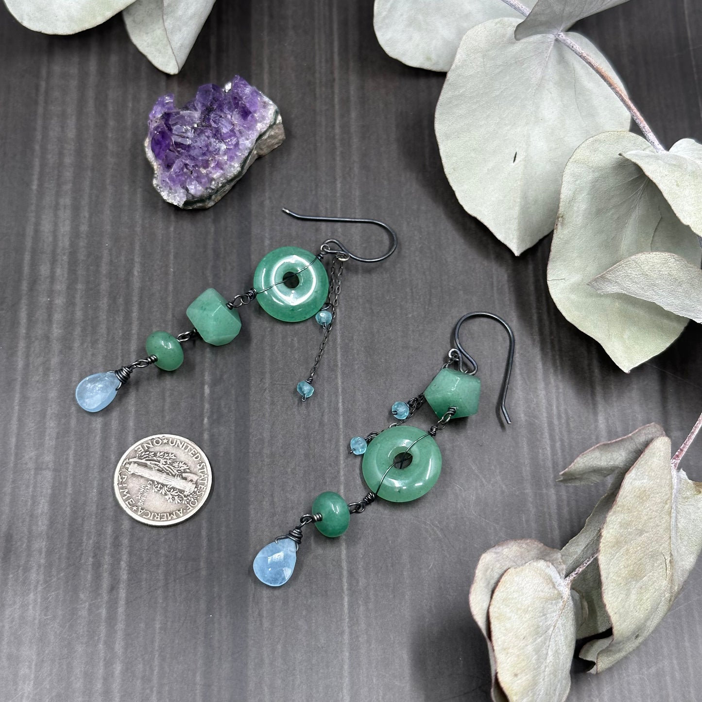 Aventurine and Aquamarine Earrings