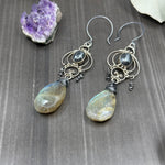 Load image into Gallery viewer, Hematite, Labradorite, and Black Diamond Earrings
