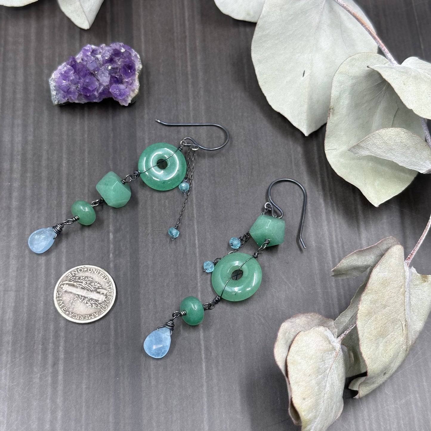 Aventurine and Aquamarine Earrings