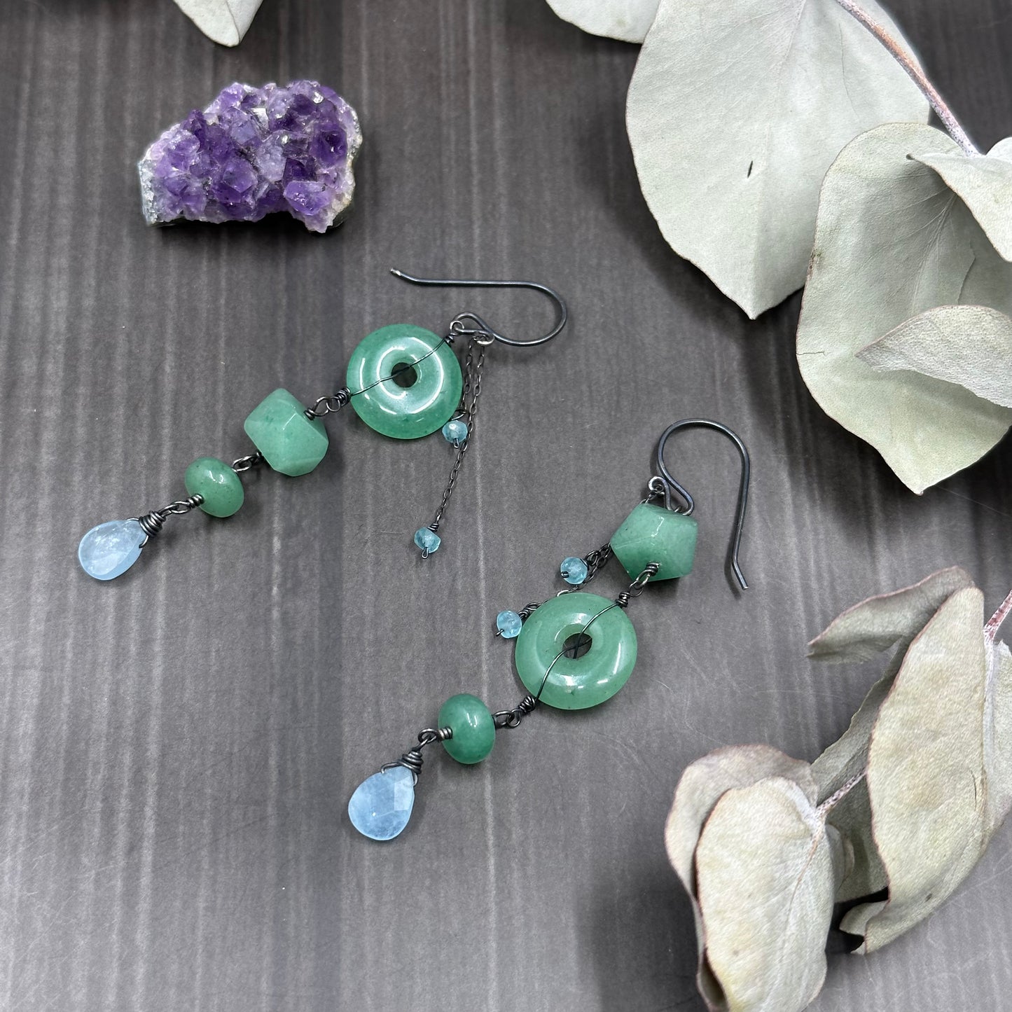 Aventurine and Aquamarine Earrings