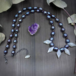 Load image into Gallery viewer, Pearl, Smoky Quartz, and Gray Moonstone Necklace
