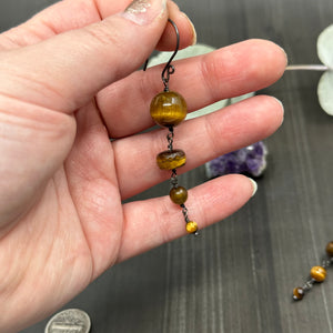 Tiger Eye and Sterling Silver Earrings