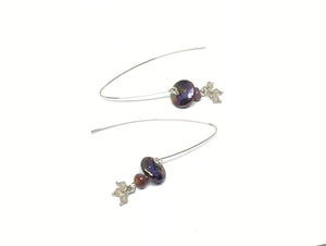 Sterling Silver drop earrings with pearls, Swarovski, and artisan glass