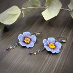 Load image into Gallery viewer, Amethyst and Yellow Opal Floral Earrings
