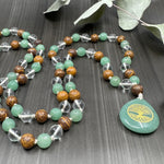 Load image into Gallery viewer, Quartz, Aventurine, Jasper, and Silk Long Knotted Necklace
