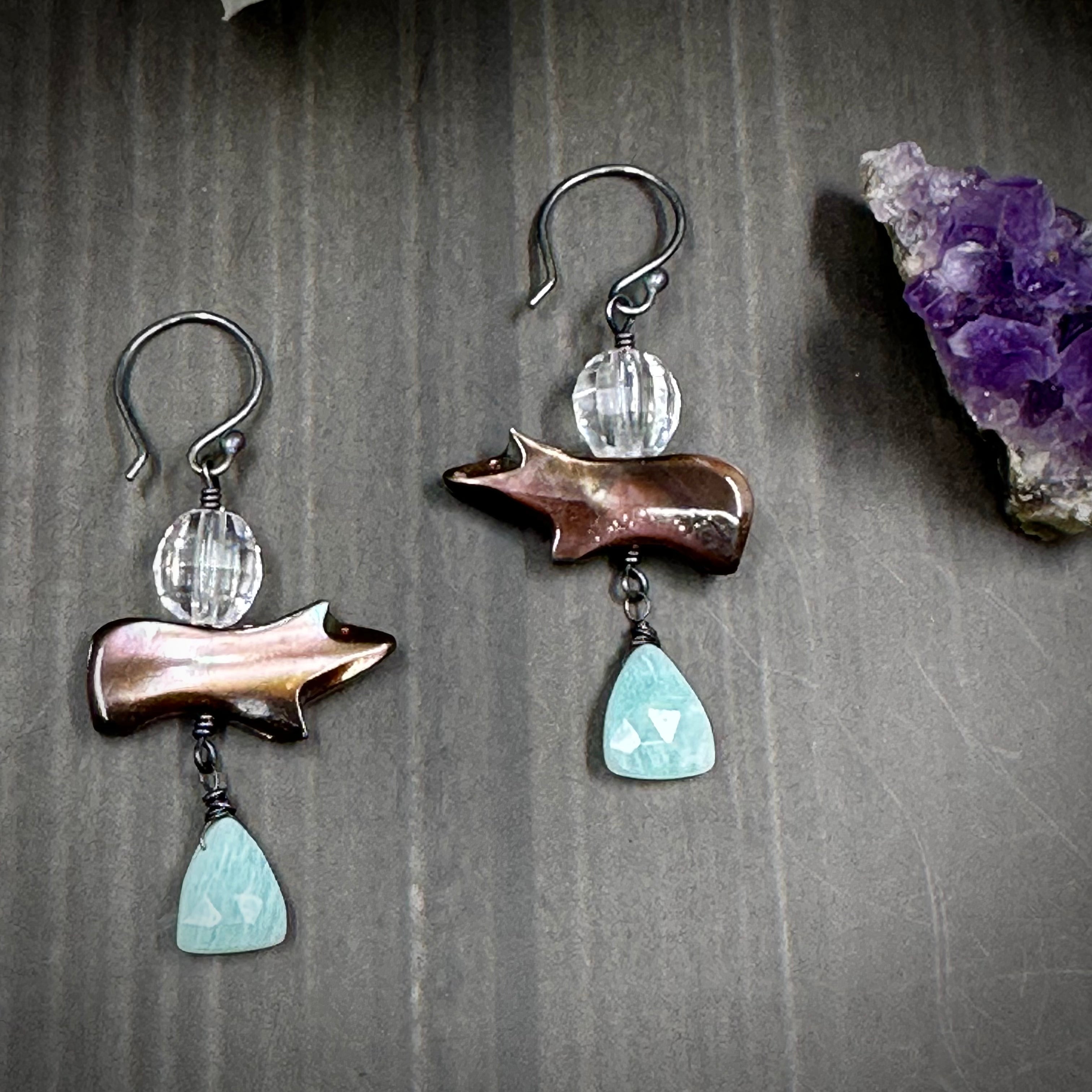 Mother of Pearl and Amazonite Earrings