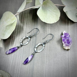 Chevron Amethyst and Sterling Silver Earrings