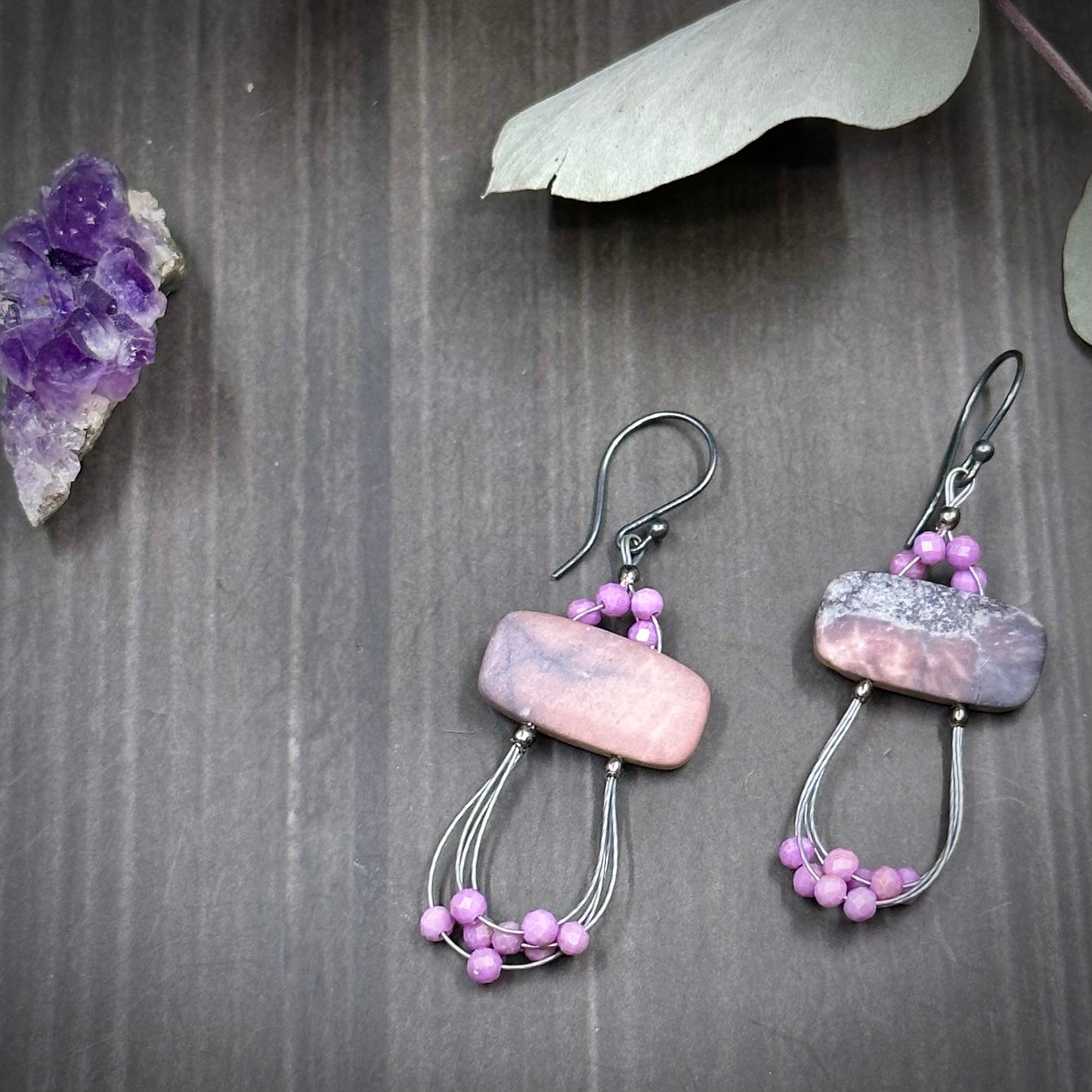 Phosphosiderite and Porcelain Jasper Earrings