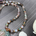 Load image into Gallery viewer, Indian Agate, Lodalite, and Garnet Dragon Statement Necklace
