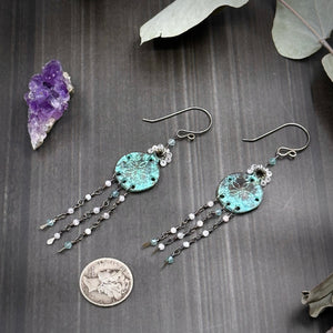 Grecian Sand Dollars with morganite and apatite earrings