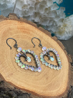 Load image into Gallery viewer, Made To Order - Sterling Silver Opal Heart Hoop Earrings
