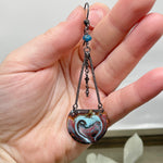 Load image into Gallery viewer, Apatite and Artisan Enamel sterling silver earrings
