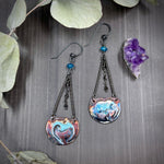 Load image into Gallery viewer, Apatite and Artisan Enamel sterling silver earrings
