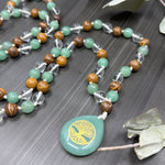 Load image into Gallery viewer, Quartz, Aventurine, Jasper, and Silk Long Knotted Necklace
