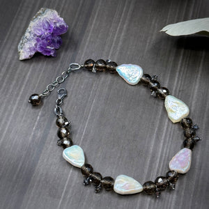 Pearl, Smoky Quartz, and Crystal Bracelet
