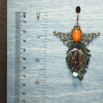 Load image into Gallery viewer, Leather feathers with vintage elements and Artisan Enamel
