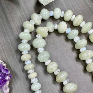 Aquamarine, Eudialyte, Rainbow Moonstone, and Sterling Silver Necklace