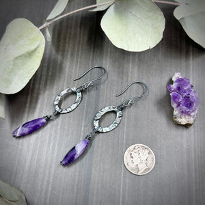 Chevron Amethyst and Sterling Silver Earrings