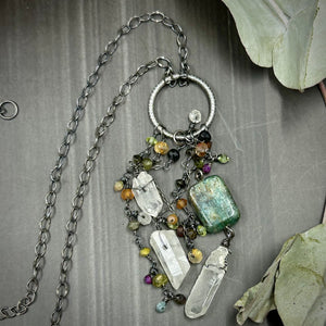 Mixed Gem Dangle Necklace