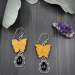 Load image into Gallery viewer, Yellow Jade and Andalusite Sterling Silver Butterfly Earrings
