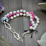 Load image into Gallery viewer, Ruby, Pearl, and Sterling Silver Bracelet
