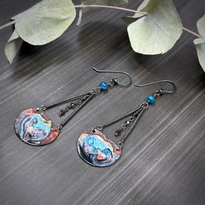 Apatite and Artisan Enamel sterling silver earrings