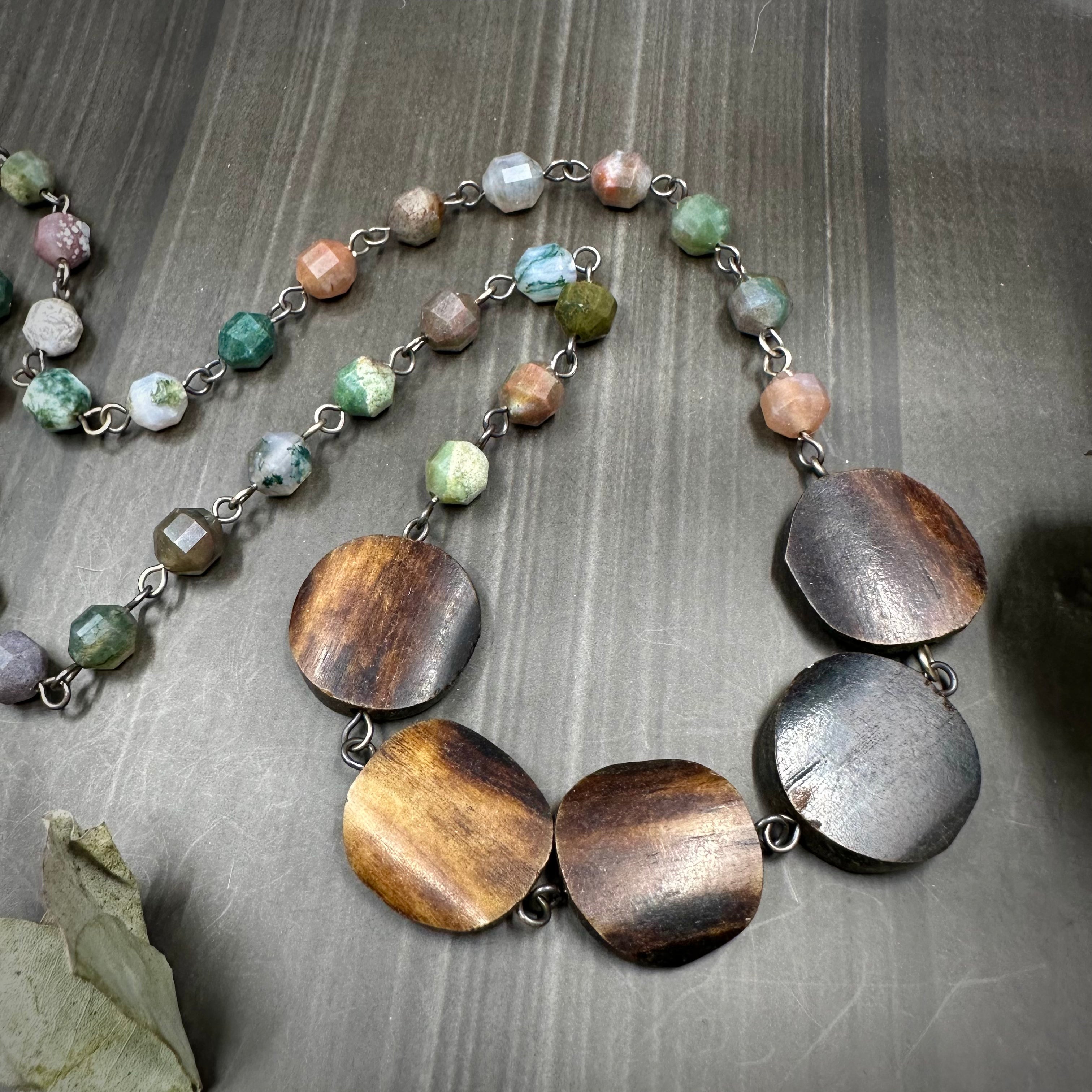 Indian Agate and Bone Necklace