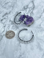 Load image into Gallery viewer, Made To Order- Herkimer Diamond, Sterling Silver Hoop Earrings
