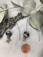 Load image into Gallery viewer, Sterling Silver drop earrings with pearls, Swarovski, and artisan glass

