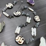 Load image into Gallery viewer, Bone, Labradorite, and Pearl Sterling Silver Necklace
