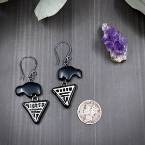 Onyx and Ceramic Earrings
