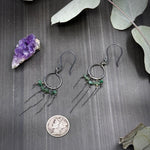 Load image into Gallery viewer, Emerald and Sterling Silver Hoop Earrings
