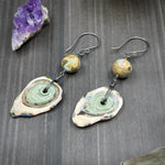 Load image into Gallery viewer, Rainforest Jasper and Artisan Glass Earrings
