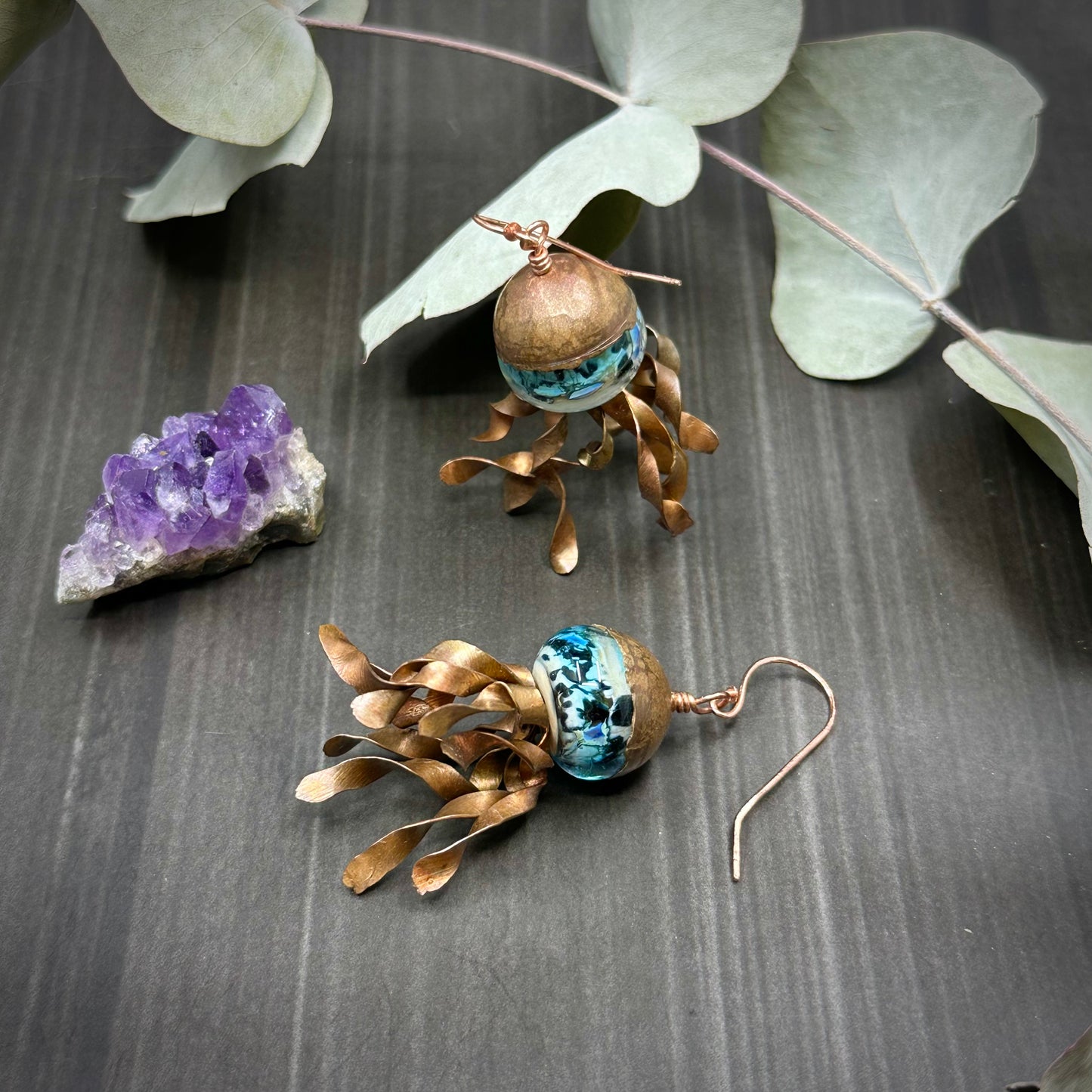 Large Copper jellyfish Earrings