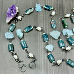 Load image into Gallery viewer, Apatite, Opal, Pearl, Aquamarine, and Ceramic Necklace
