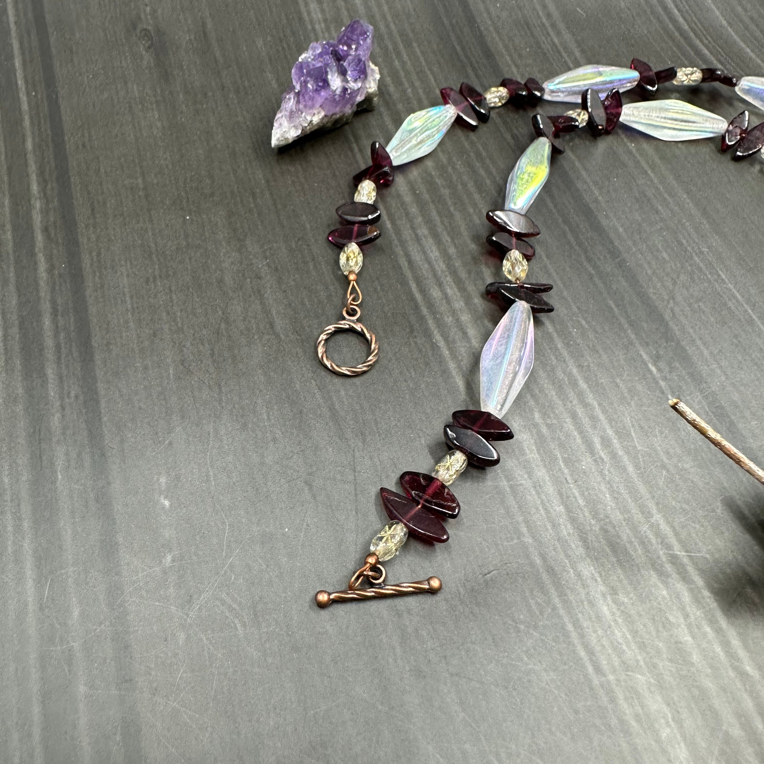 Garnet, Czech Glass, and Laguna Lace Agate