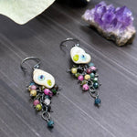 Load image into Gallery viewer, Tourmaline and Shell Cascade Earrings
