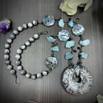 Load image into Gallery viewer, Raw Aquamarine, Ocean Jasper, Scenery Jasper, and Black Spinel Necklace
