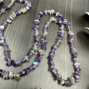 Amethyst, Labradorite, and Tanzanite magnetic convertible piece