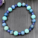 Load image into Gallery viewer, 7.5&quot; Amazonite, Kyanite, and Tanzanite Stretch Bracelet
