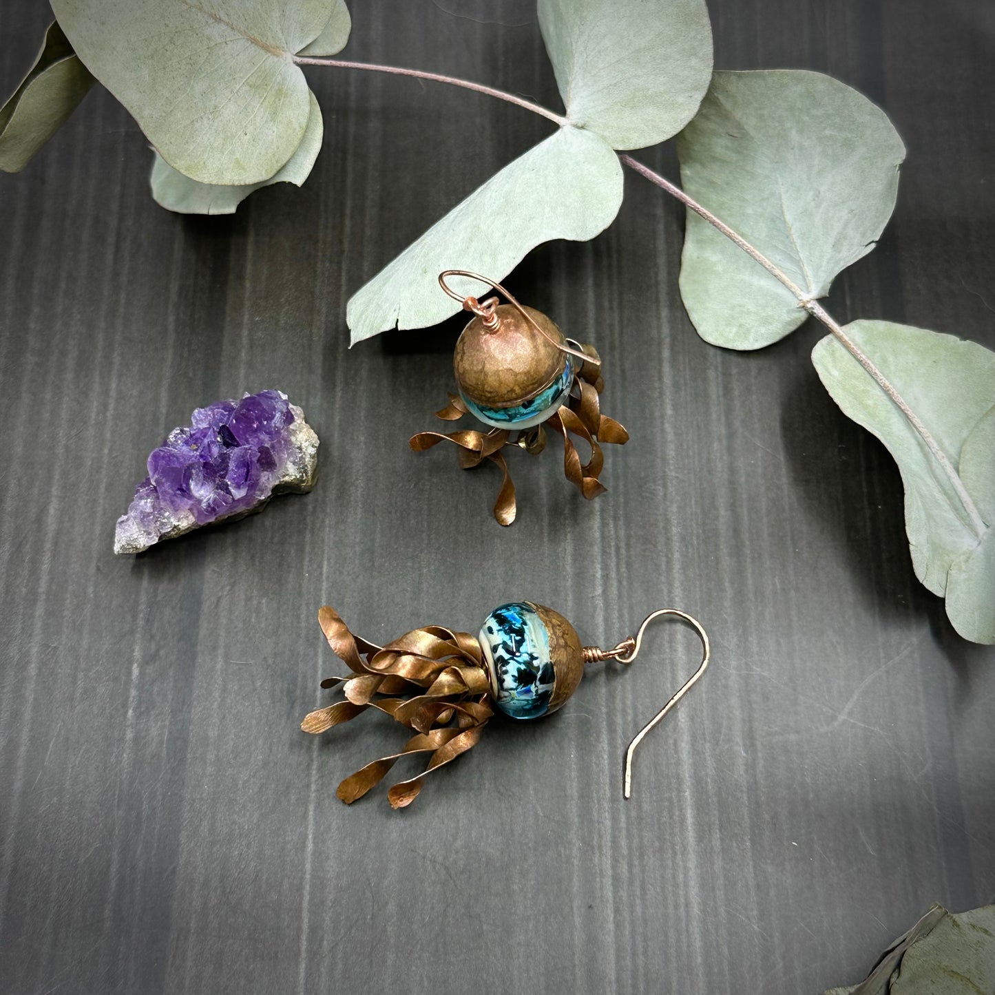 Large Copper jellyfish Earrings